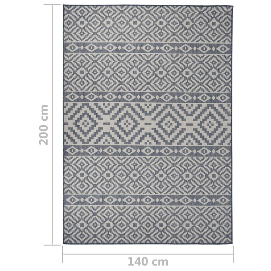 Flachgewebter Außenteppich von Super Merchant mit blauen Streifen, B: 140 cm, T: 200 cm - Bild 5