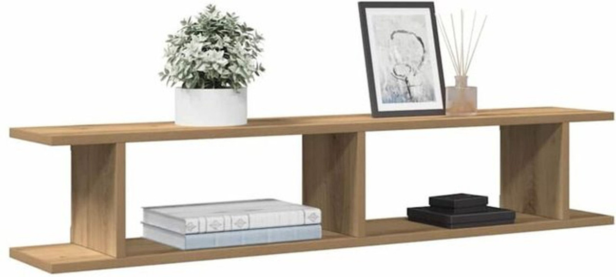 2er-Set Wandregale von vidaxl aus Holzwerkstoff in Eiche Natur und Braun, B/H/T: 105 x 20 x 18 cm - Bild 1