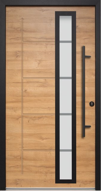 Splendoor Haustür ThermoSpace Paris Prime Woodeffect in Braun und Schwarz mit Glaseinsatz, modern, B: 110 cm, H: 210 cm, Anschlag Rechts - Bild 1
