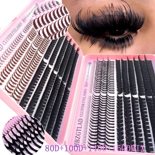 AMSDCN Manga Wimpern Cluster, Black, Unisex - Bild 1