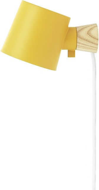 Normann Copenhagen Rise Wandleuchte aus Eschenholz und Metall in Gelb, verstellbar, E14 - Bild 1