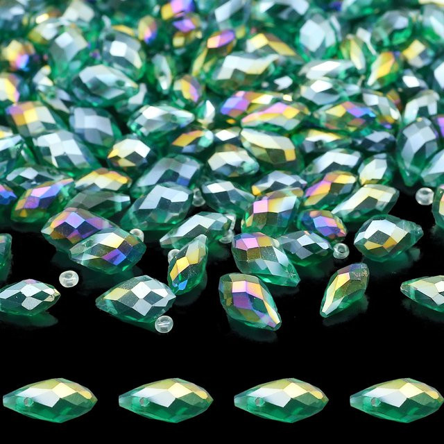 Grüne Österreichische Kristall Perlen, tropfenförmig, 5/6/8mm, Unisex - Bild 1
