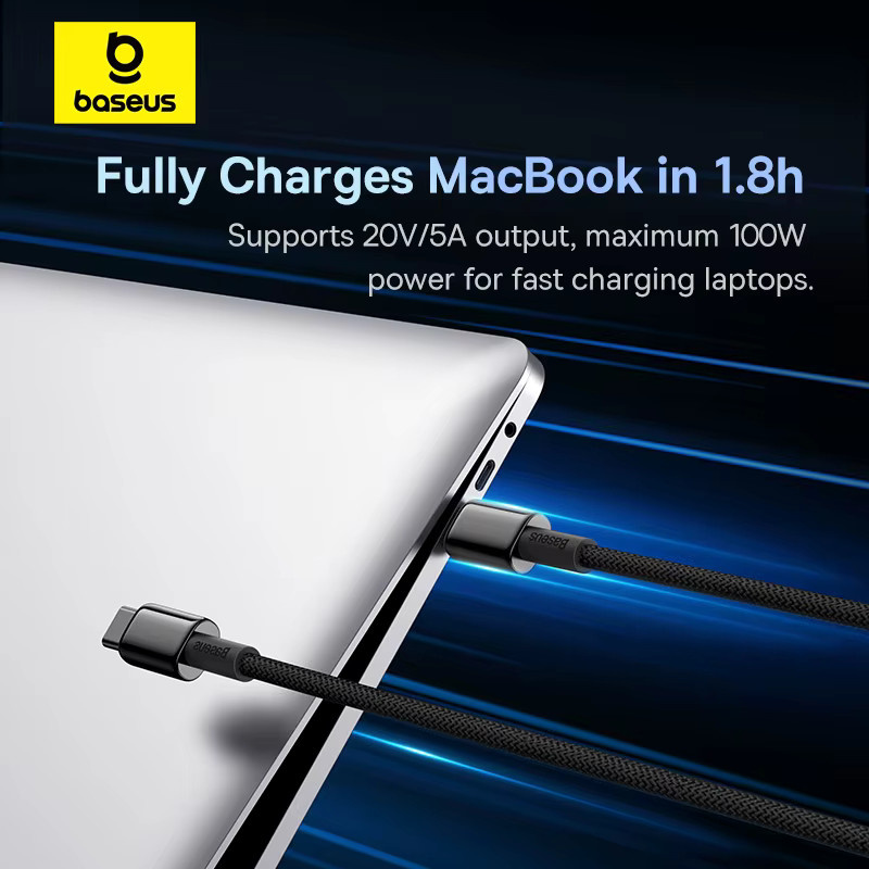 Baseus 2er Pack USB C auf USB C Kabel 100 W Schnellladegerät in Schwarz für iPhone 16 15, MacBook und iPad Pro - Bild 3