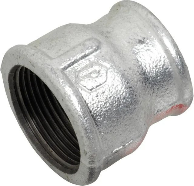 LUX-TOOLS Reduziernippel aus verzinktem Zink in Silber, IG 30,3 mm (Rp 1) x 38,9 mm (RP 1 1/4) - Bild 1
