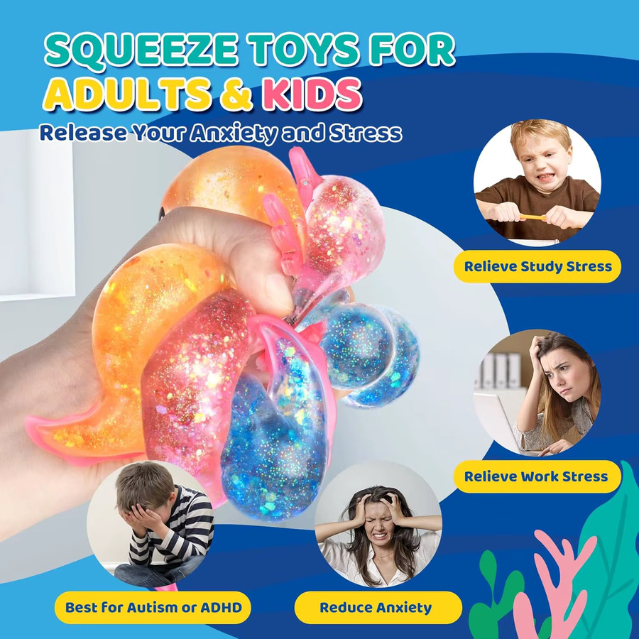 GSF Axolotl Stressabbau-Spielzeug, Glitzer-Malzzucker, multicolour - Bild 2
