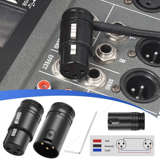 APWIKOGER XLR-Mikrofon-Lötadapter 3-polig, Stecker auf Stecker und Buchse auf Buchse, vergoldeter Audio-Anschluss in Schwarz und Gold, Gehäuse aus Zinklegierung - Bild 1