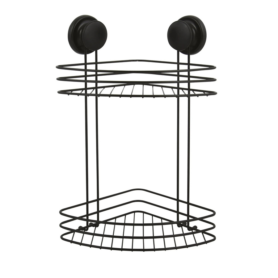 MSV Eck-Duschregal Mega Ventouses aus Edelstahl in Mattschwarz, B/T/H: 21,5 x 21,5 x 39,7 cm - Bild 2