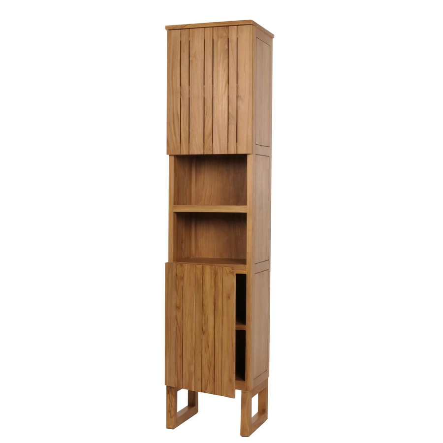 MCW Teak-Hochschrank M72 Badschrank aus Teakholz in Braun mit 2 Türen und 6 Fächern, Höhe: 181 cm, Breite: 40 cm, Tiefe: 35 cm - Bild 2