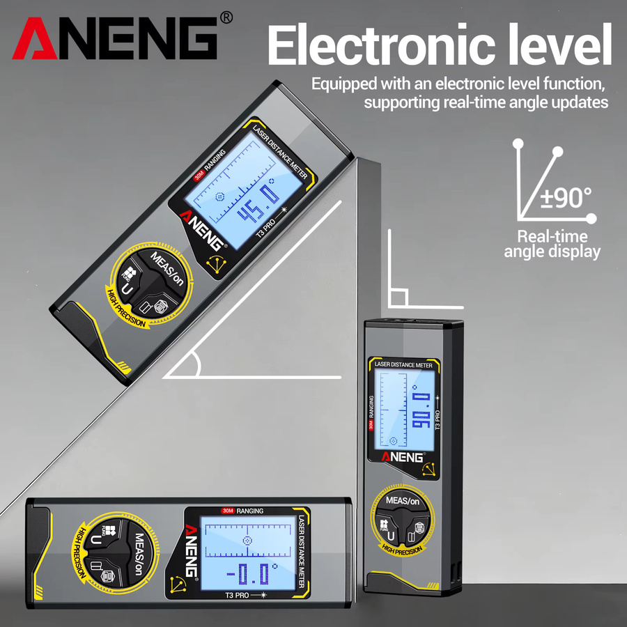 ANENG Laser-Entfernungsmesser T3 T3 Pro T5 T5 Pro in Schwarz mit wiederaufladbarem Akku - Bild 5