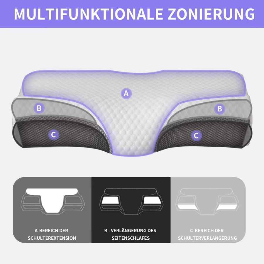 Good Nite Orthopädisches Nackenstützkissen aus Memory Schaum gegen Nackenschmerzen für Seitenschläfer, Farbe: Milchig Weiß, H x B x T: 13 x 60 x 36 cm - Bild 2