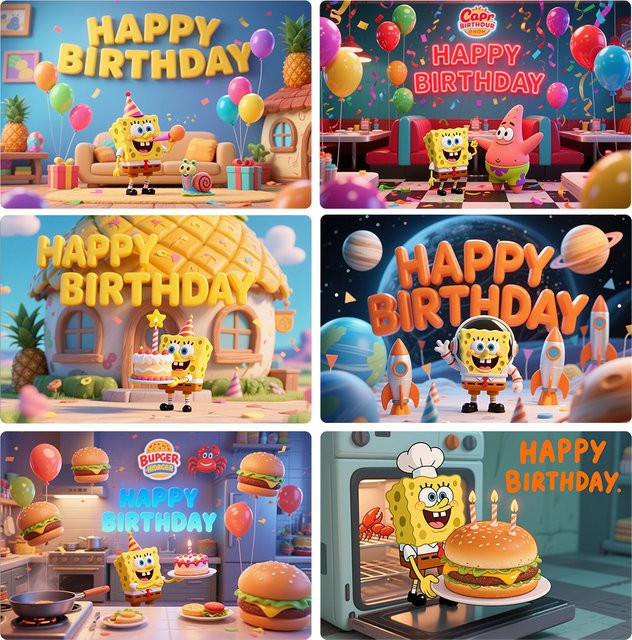 Potdemiel Spongebob Party Hintergrund Dekoration Gelb mit Unterwasser-Motiv und Patrick Stern für Kindergeburtstage, Breite: 150 cm, Höhe: 100 cm - Bild 1