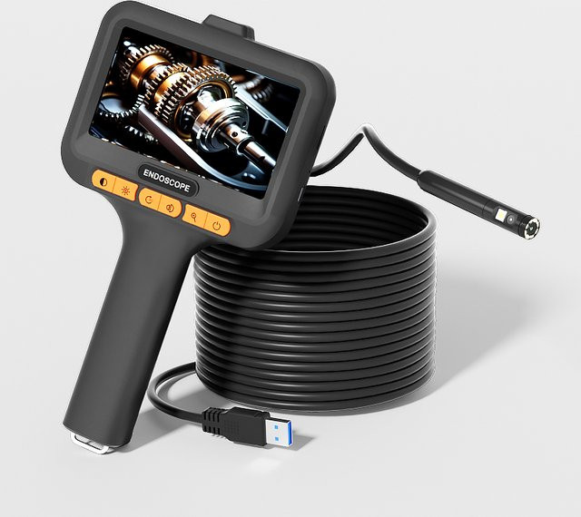 ENWOR Endoskop Kamera mit 4,3 Zoll IPS Bildschirm, 8mm Single Dual Objektiv, wasserdichte USB Sonde in Schwarz - Bild 1