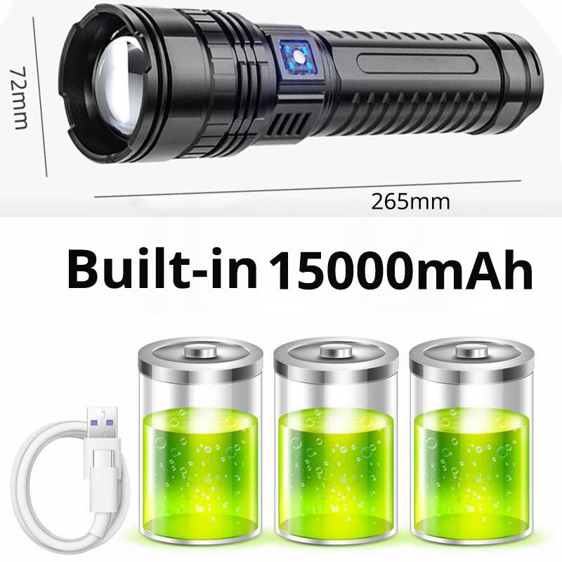 Pawell LED Taschenlampe wiederaufladbar in Schwarz für Outdoor und Camping - Bild 3