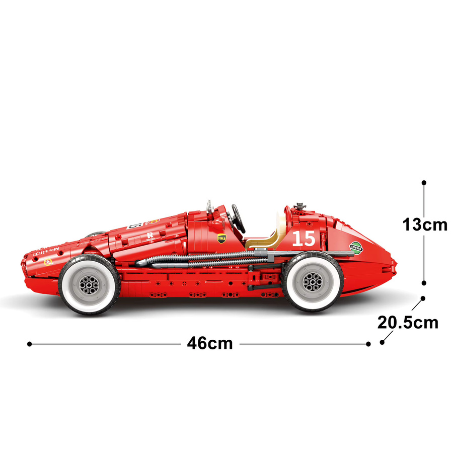 Inhaw Retro Formel 500 Racing Auto, Bausteine, 1809 Teile, 1:8 Maßstab, Rot - Bild 6