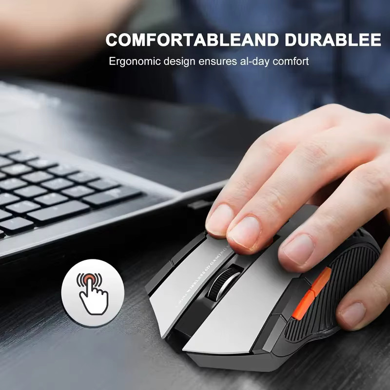 Congdi Kabellose Gaming-Maus mit 2,4 GHz USB-Empfänger, optische Maus mit 6 Tasten und einstellbarer DPI in Blau für PC und Computer - Bild 3