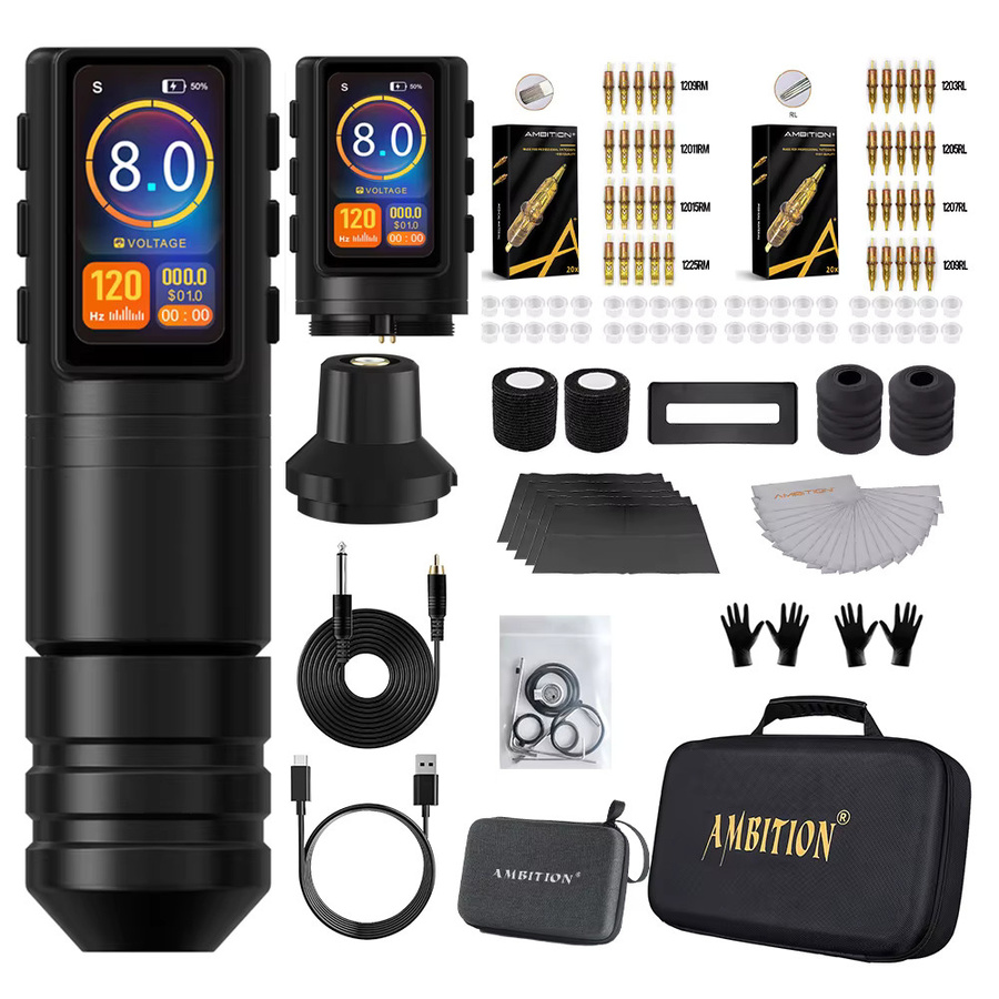 Ambition Ninja Pro Wireless Tattoo Maschine Kit, 2000 mAh, 4,0 mm Hub - Bild 4