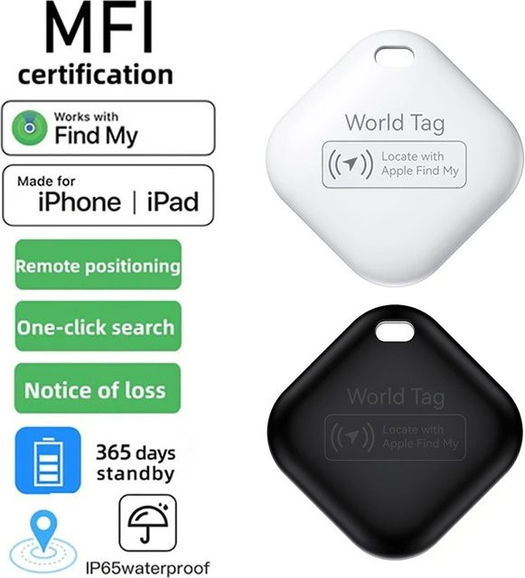 Smart Tag Schlüssel-Finder für Apple Find My App mit Bluetooth zur Ortung von Geldbörsen und Schlüsseln, kompatibel mit iOS-Systemen, in Schwarz oder Weiß - Bild 1