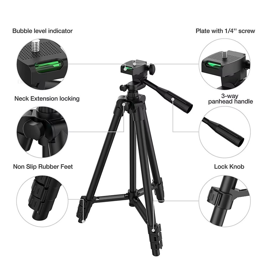 AKABEILA Universelles Smartphone-Stativ mit Bluetooth-Fernbedienung für Videoaufnahmen und Fotografie in Schwarz oder Silber - Bild 3