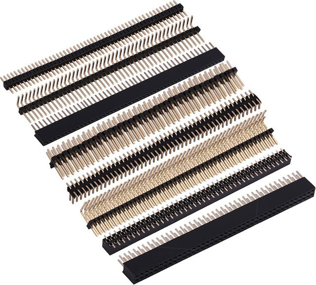 HPJF 5er-Set Vergoldete Pin Buchsenleiste Steckerleiste für SMT, Einreihig und Doppelreihig, Rechtwinklig oder Gerade, Rastermaß 1,0 mm / 1,27 mm, Farbe Gold - Bild 1