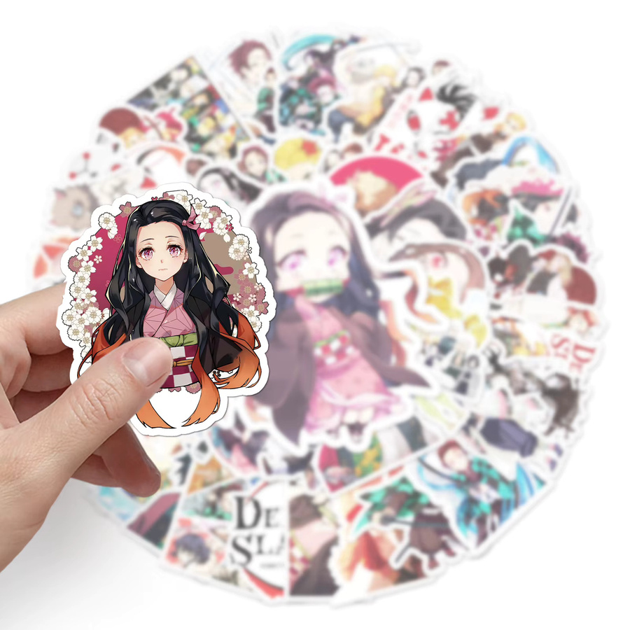 50 Stück Bandai Anime Demon Slayer Graffiti Aufkleber, wasserfeste Cartoon Sticker in Multicolour für Laptop, Telefon und Notizbuch - Bild 3