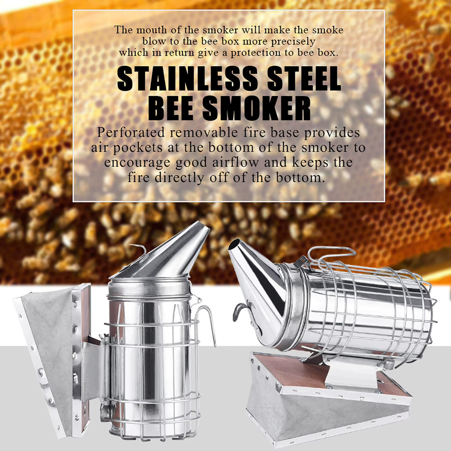 Aramox Bienenstock-Räucher aus Eisen mit integrierter Heizplatte in Silber - Bild 3
