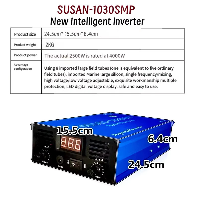 SUSAN-1030SMP Hochleistungs-Sinuswelle Wechselrichter-Kit mit vier Wechselrichterköpfen und elektronischem Booster in Blau - Bild 3