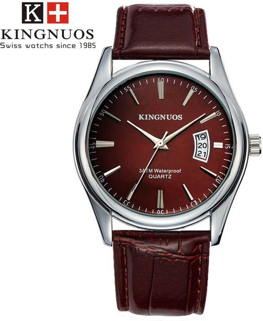 KINGNUOS Armbanduhr Quarz, Edelstahl, Silber, Herren, Analoguhr - Bild 1