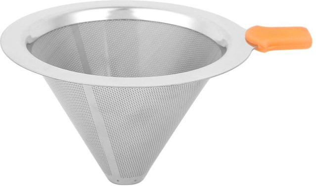 Wiederverwendbarer Kaffeebereiter aus Edelstahl mit Doppelschicht-Filter CosyHome Kaffeetrichter Orange White Silver - Bild 1