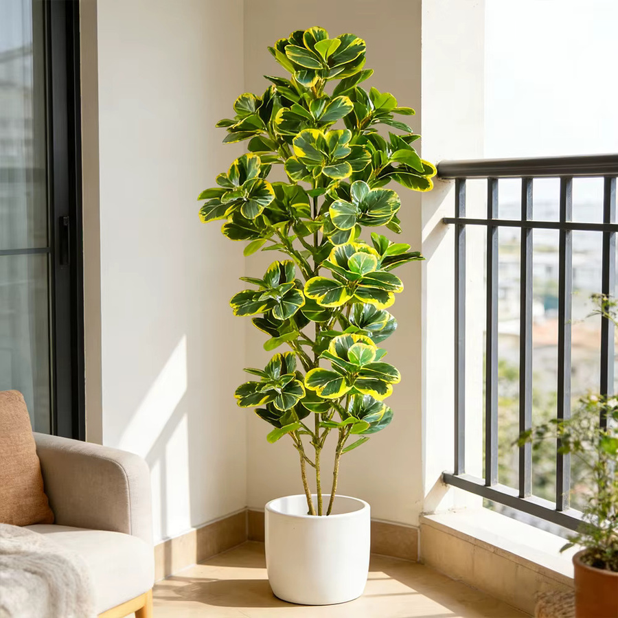 Künstlicher Ficus-Baum von Kmitang in Grün, Hohe tropische Banyan-Pflanze aus Kunststoff für Heim, Boden, Party und Hochzeitsdekoration, Höhe: 76-115 cm - Bild 2