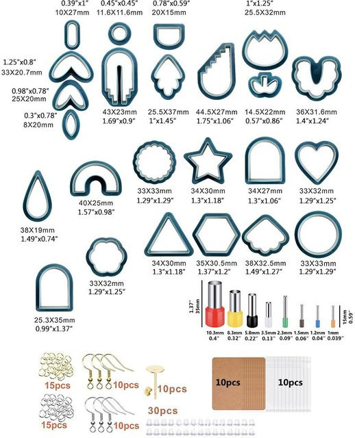 GoolRC 142-teiliges Ausstechformen-Set aus Kunststoff für Polymer-Ton in Grau und Blau inklusive Ohrring-Zubehör - Bild 1