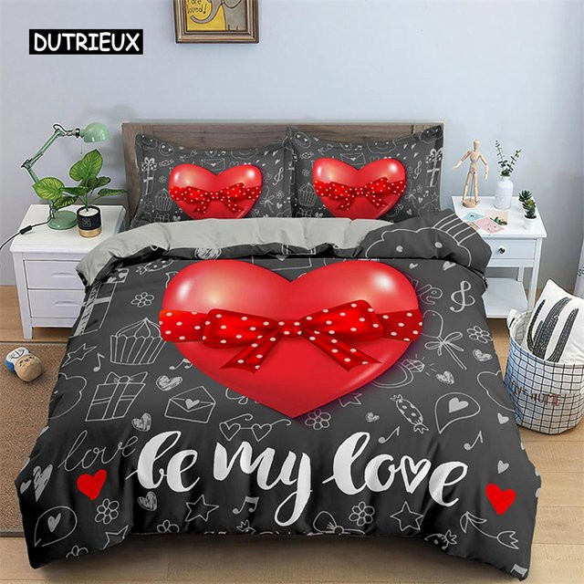 Wucifang Bags Bettwäsche Set mit Liebesherz 3D-Druck aus Mikrofaser, Single, B/H: 135 x 200 cm - Bild 1