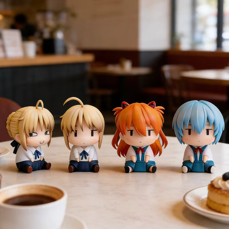 BLOKEES Chibi sitzende Anime-Figuren Rei Asuka Mari, Puppe, Kunststoff - Bild 3