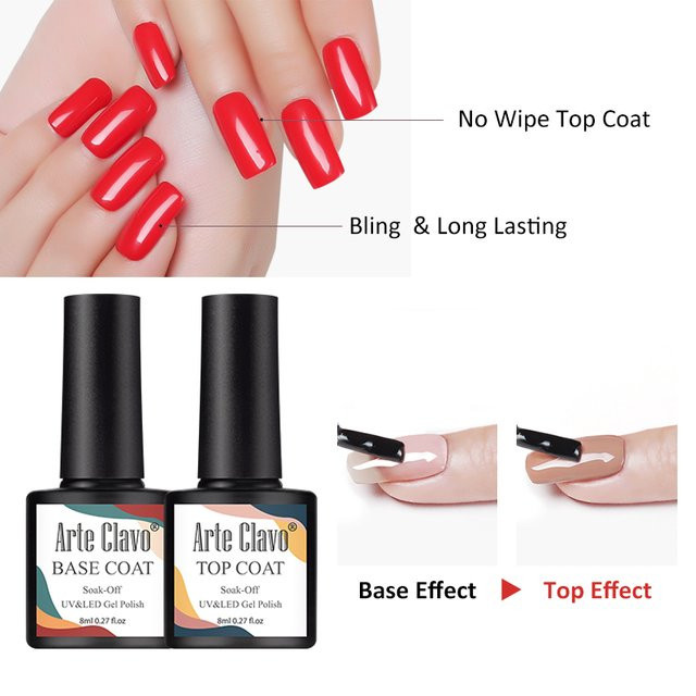 Arte Clavo Top Coat Base Coat Nagelgrundierung, 8 ml, Glänzend - Bild 1