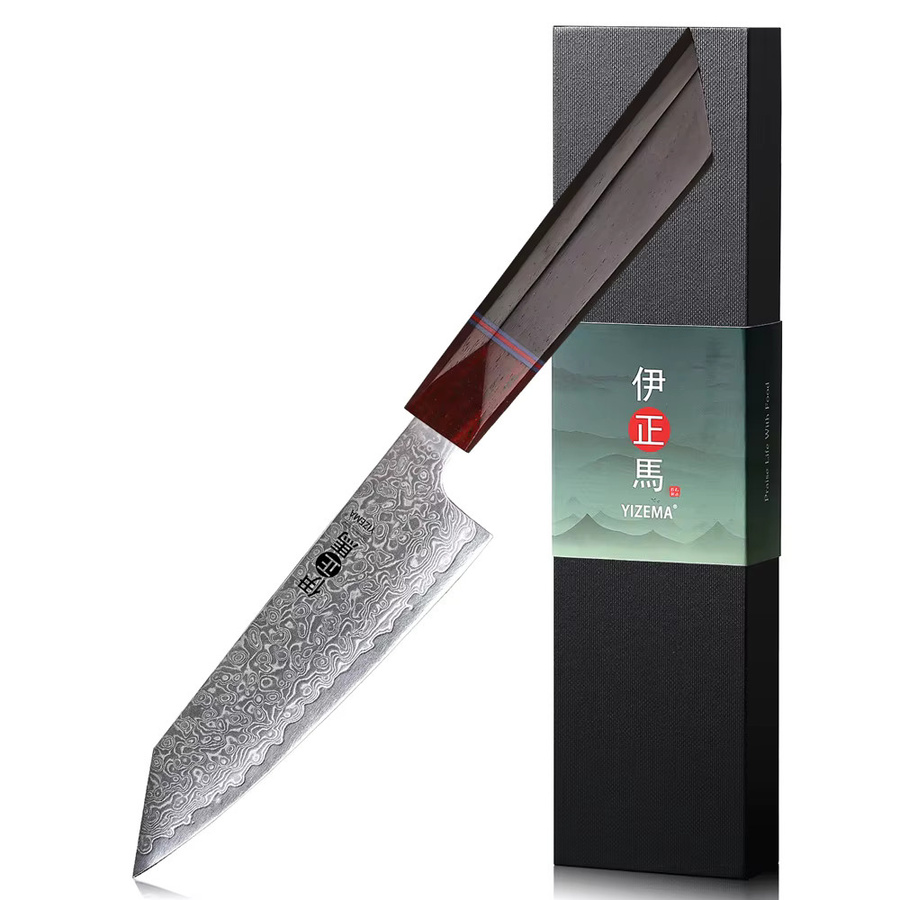 YIZEMA Damaskus Allzweckmesser Professionelles Japanisches Kochmesser handgeschmiedet mit Holzgriff, Klingenlänge: 12,7 cm - Bild 7
