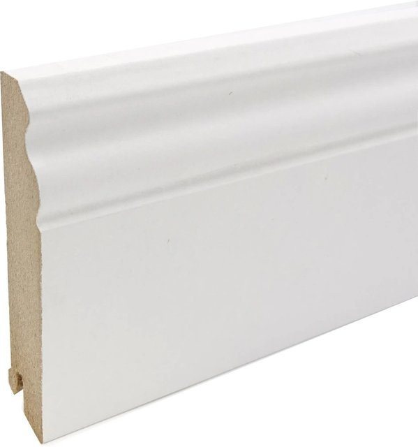 Praktikus Sockelleiste White & Black Stil Weiß-Matt aus MDF, B/H/T: 240 x 10 x 1,8 cm - Bild 1