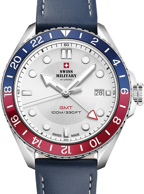 Swiss Military Armbanduhr, Quarz, Edelstahl, Leder, 43 mm, Herren - Bild 1