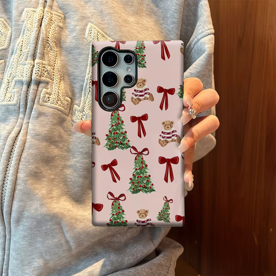 Samsung Handyhülle mit glänzender doppellagiger Rückseite und Teddy-Weihnachtsmuster für Galaxy S25 Ultra, S24 und S23 Ultra Plus - Bild 5