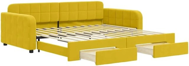 vidaXL Tagesbett ausziehbar mit Schubladen in Gelb aus Samt, B/T: 100 x 200 cm - Bild 1