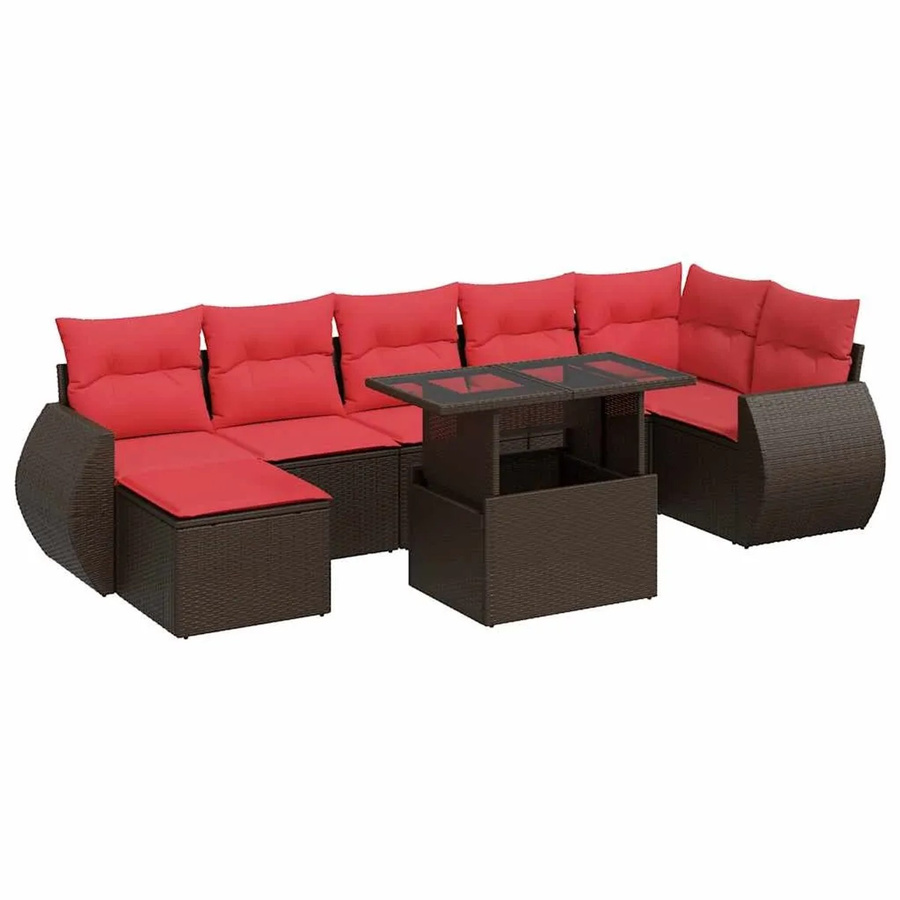 vidaXL 8-teilige Garten-Sofagarnitur aus braunem Poly-Rattan und Akazie mit Kissen - Bild 2