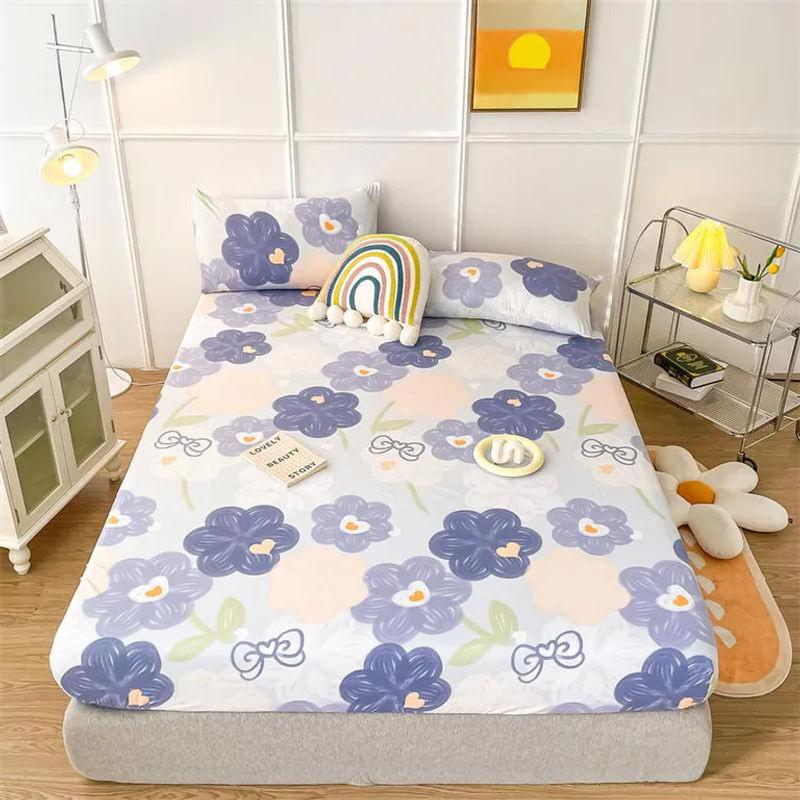 Bonenjoy Bettwäsche-Set mit Spannbettlaken und Kissenbezügen in Floral-Design, wasserdicht, Polyester, Grün und Pink, B/T/H: 150 x 200 x 20 cm - Bild 2