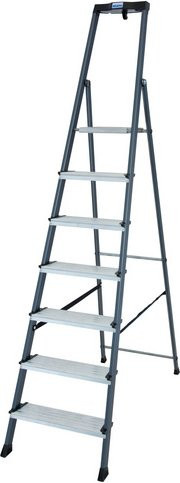 Krause Securo Stufenstehleiter aus Aluminium in Silber mit 7 Stufen - Bild 1