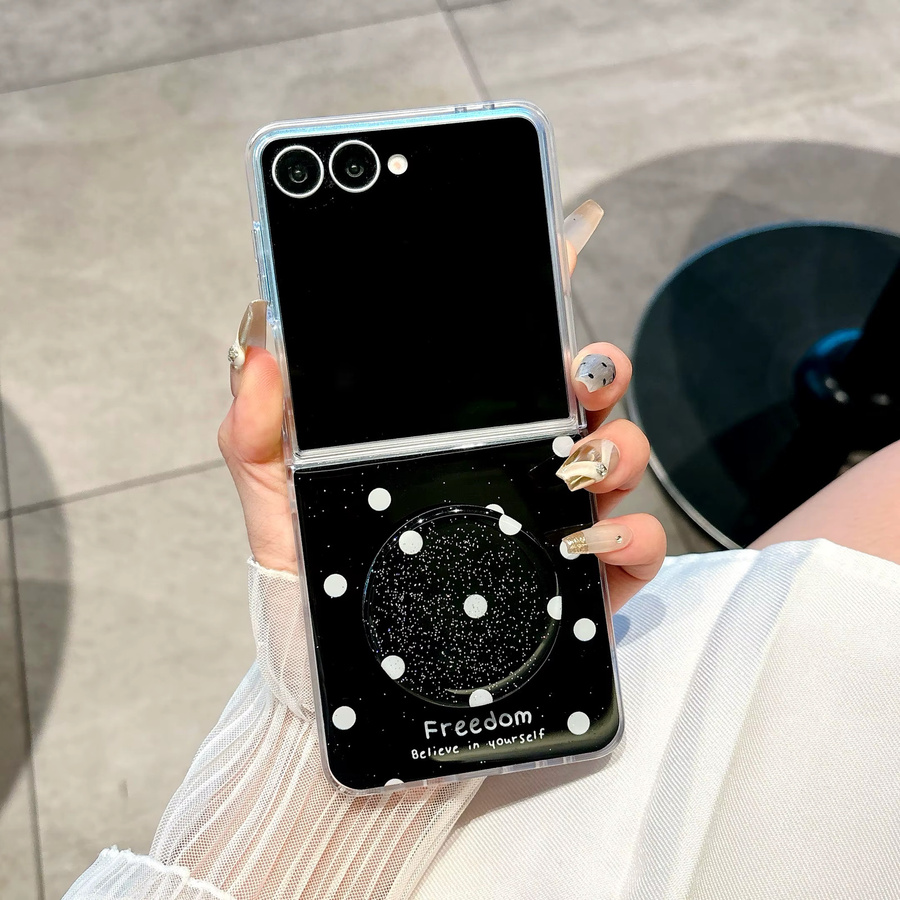Einfarbige Wellenpunkt-Telefonhülle mit integriertem Ständer für Samsung Galaxy Z Flip 7, 6, 5, 4 und 3 - Bild 2