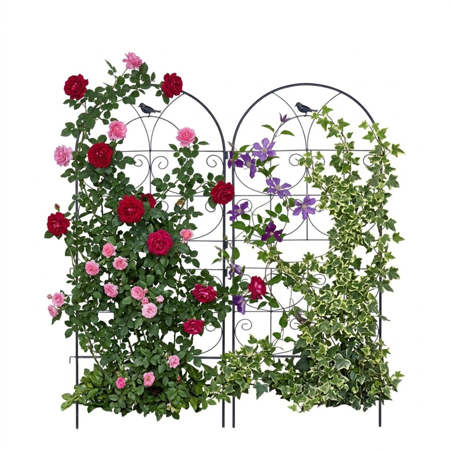 Relaxdays Rankgitter Vogel aus Stahl in Schwarz, 2er Set, wetterfest, H: 116 cm, B: 50 cm, T: 1 cm - Bild 2