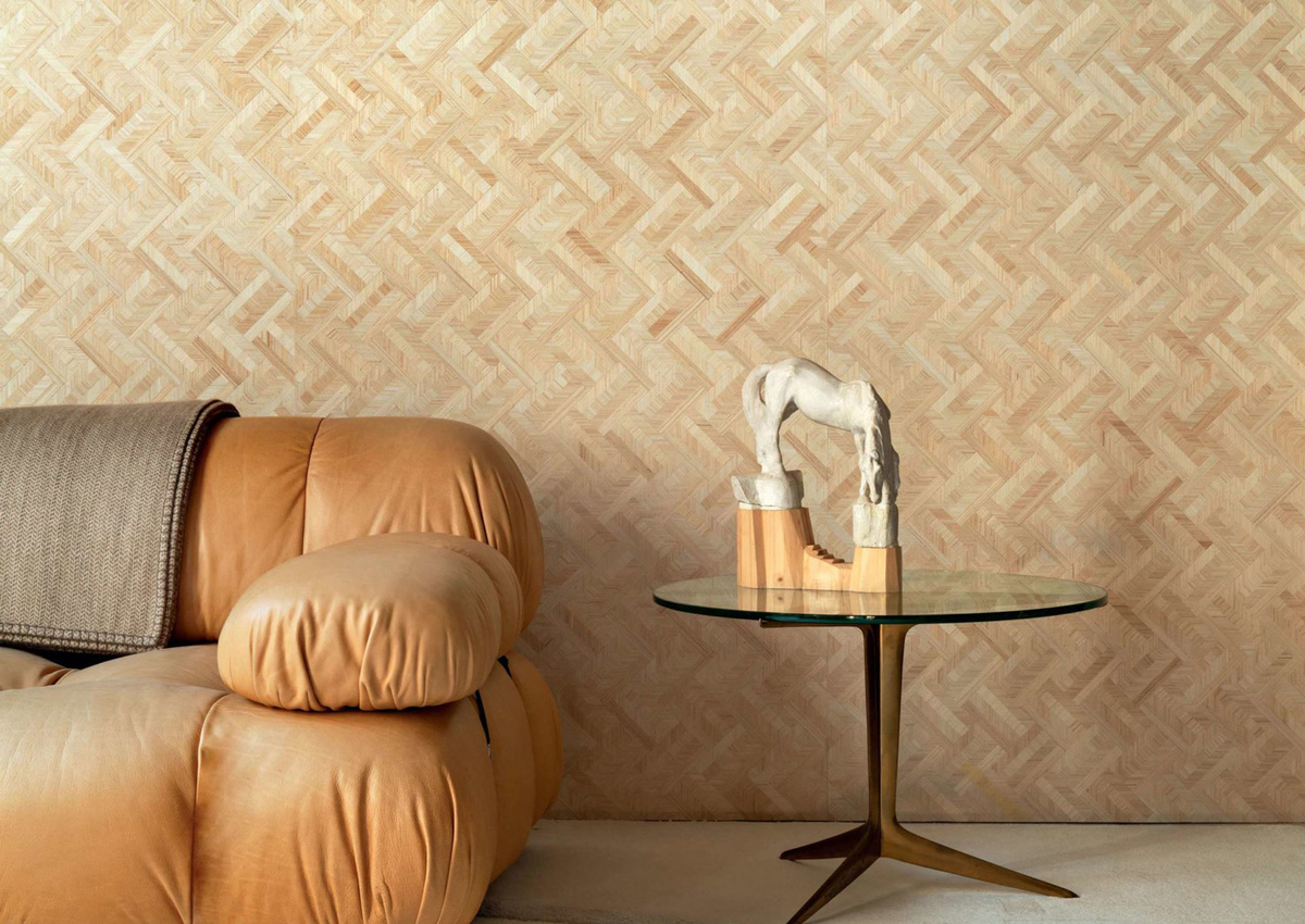 CMO Paris Tapete Abaca Zebre in Naturel mit geometrischem Abstract-Design in Beige und Gold - Bild 1