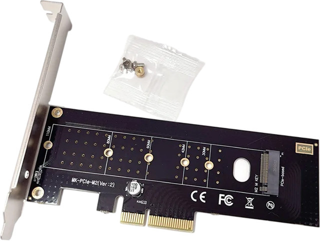 OULLX M.2 NVMe SSD zu PCIe Adapterkarte für Desktop-PCs, unterstützt 2230 2242 2260 2280 22110, Schwarz - Bild 1