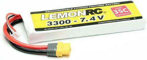 LemonRC LiPo Modellbau-Akkupack 7.4V 3300 mAh 2S 35C Softcase mit XT60 Anschluss in Weiß - Bild 1