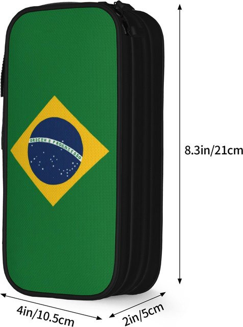 Fancy Style Studio Federmäppchen Brasilien Fahne in Schwarz mit großer Kapazität und Reißverschluss - Bild 1