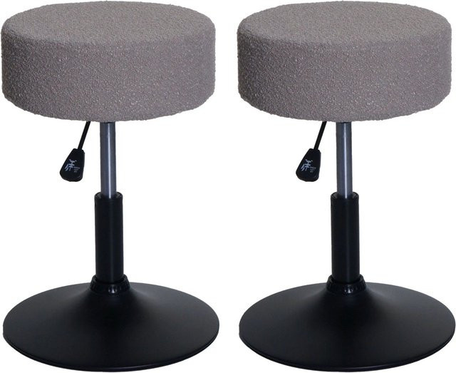 2er-Set MCW Hocker C22 höhenverstellbar und drehbar aus Stoff Bouclé in Beige, Durchmesser: 37 cm - Bild 2