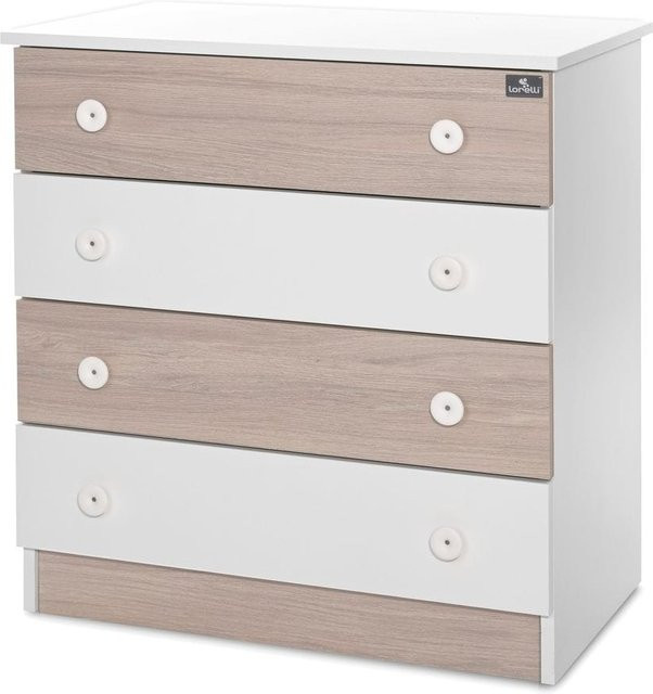 Lorelli Kommode Dresser mit 4 Schubladen für Kinderzimmer und Babyzimmer, braun weiß, B/T/H: 81 x 50 x 86 cm - Bild 1