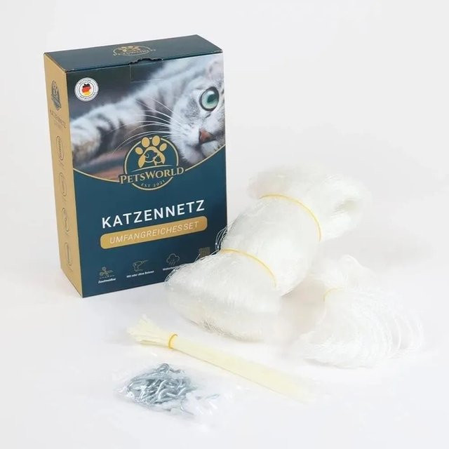 Petsworld Katzennetz für den Balkon in Weiß aus Nylon inklusive Befestigung und Kabelbindern, B x H: 8 x 3 m - Bild 1